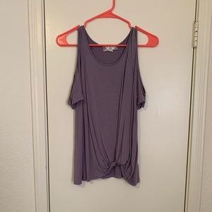 Pink rose : purple open shoulder top ❗️BOGO❗️